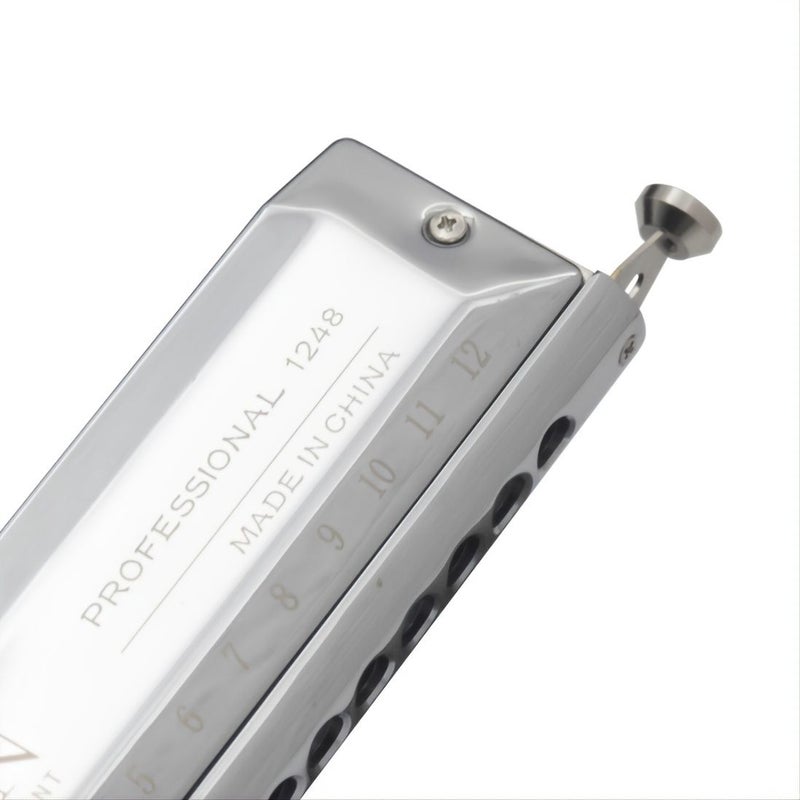 Silvery 48-Hole Half-Scale Harmonica Professional Woodwind Instrument with Tone and Semitone Switch Mouth Organ Gift - Image 5