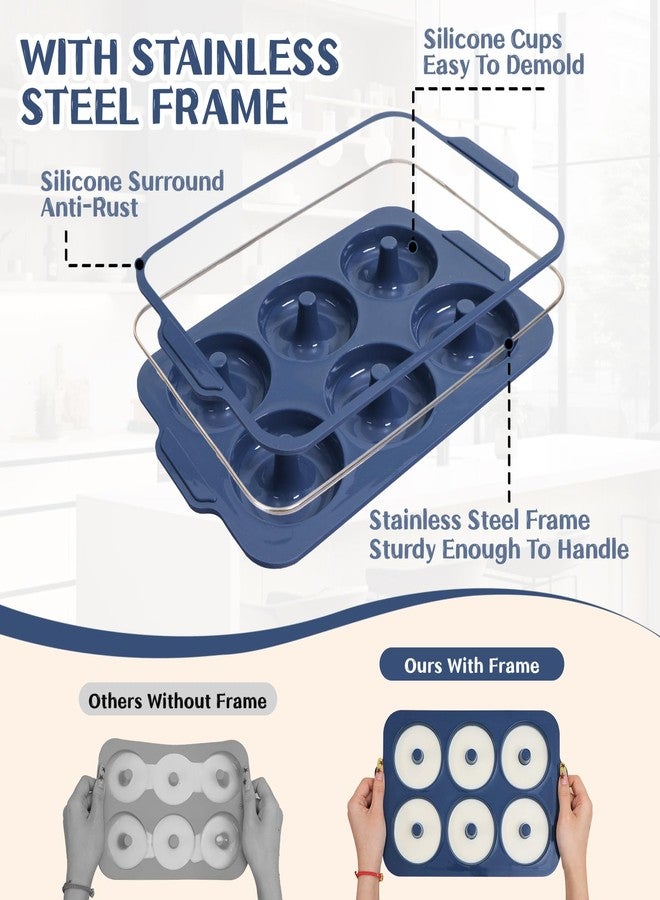 Vnray Nonstick Silicone Donut Pan: 3.5 Inch Doughnut Pan with Metal Frame - Silicone Donut Molds for Baking Gluten Free Glazed Vegan Protein Donuts Bagel - for Oven Kitchen - Home Bakers Housewife - Image 3