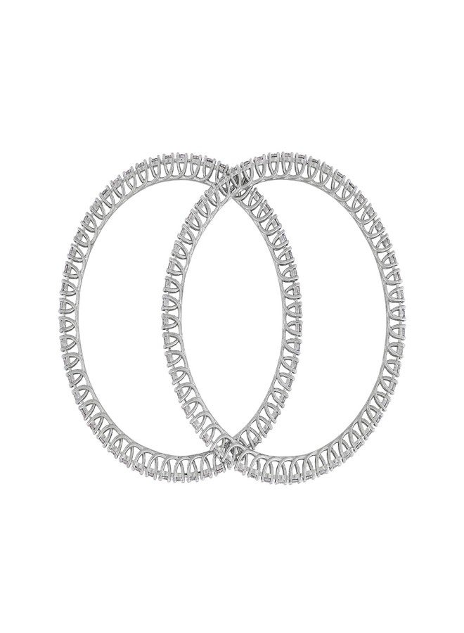 KUSHAL'S Fashion Jewellery White Rodium Polished Copper Zircon Bangles, Best for Festive & Special Occasion - 443281 - Image 3