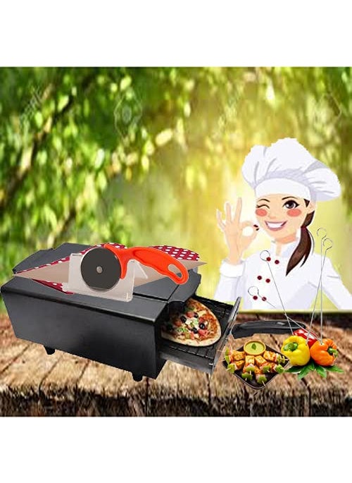 Geico-master Geicomaster Electric Tandoor with Auxiliary Equipment Black 16 Inch 2000wt with pizza cutter Magic cloths 1 Grill 4 Skewers 1Recipe book 4 legs 1 handle Gloves Perfect for your home  - Image 1