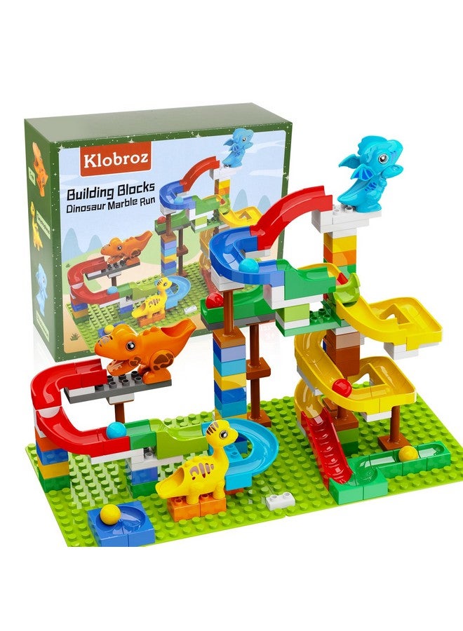 Klobroz Building Blocks for Kids Toddlers 3 4 5 6 7 8+ Year Old, 128-piece Large Classic Building Bricks, Dinosaur Marble Run with 2 Baseplate for Boys Girls All Ages, Compatible with All Major Brands  - Image 1