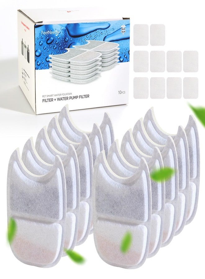 FEELNEEDY 10 Pack Pet Water Fountain Filter Replacement for 135 fl oz/4L Wilreless Cat Water Fountain (for YPD-C004S,YPD-C004P) - Image 1