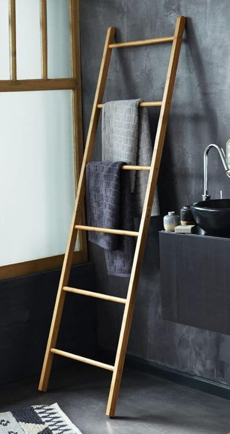 Solid Wooden Towel BarHolder Standing Solid Towel Drying Racks Ladder for Bath Hand Towels with Shelf for Bathroom Solid Wooden Towel Stands Lightweight Freestanding Bedroom MP2 