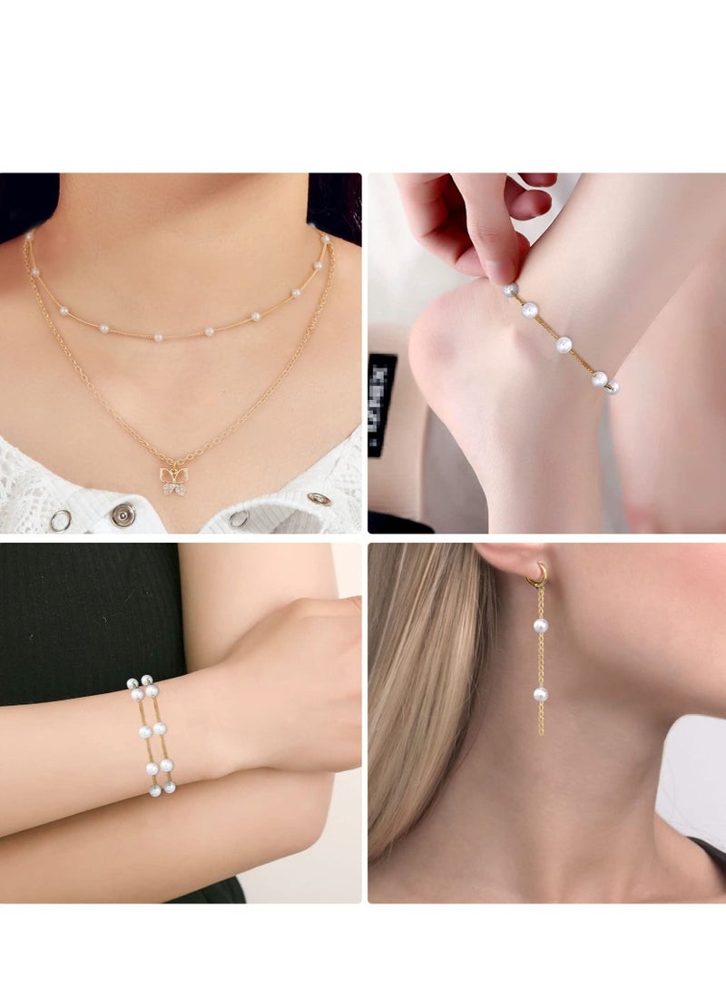 SYOSI 31.5 Feet Chains Link Imitation Pearl Beading Chain Roll Copper Necklace Chain Bulk with Spool for Craft DIY Bracelet Necklace Jewelry Making - Image 2