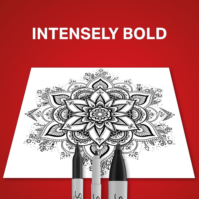 Sharpie طقم علامات شاربى الدائمة المتنوعة مع طرف شبيه بالمجرفة فائق الدقة وطرف دقيق - علامات الكتابة والملصقات - أسود - 6 قطع - Image 3