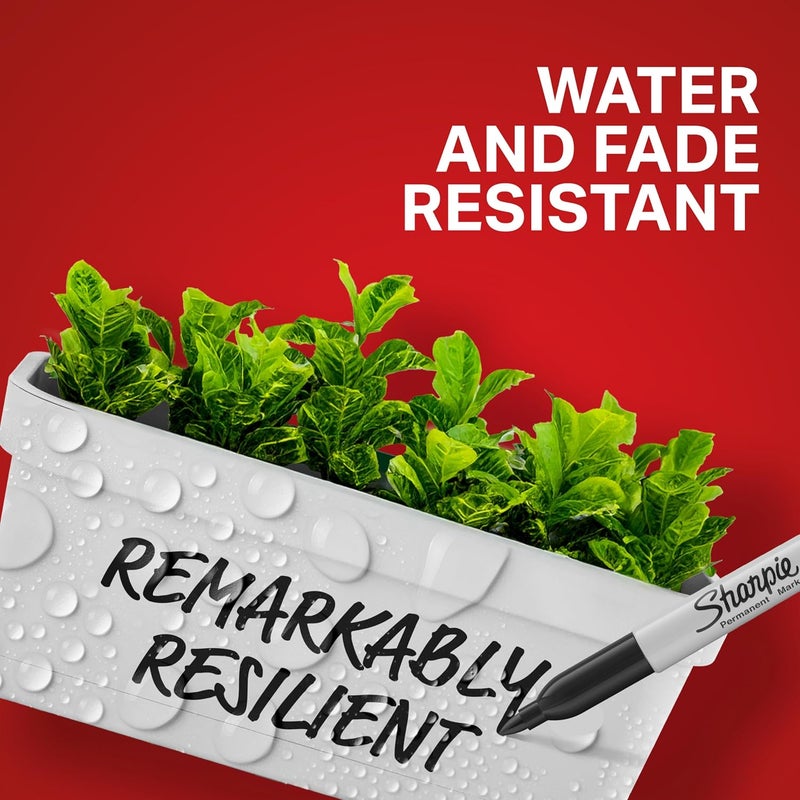 Sharpie طقم علامات شاربى الدائمة المتنوعة مع طرف شبيه بالمجرفة فائق الدقة وطرف دقيق - علامات الكتابة والملصقات - أسود - 6 قطع - Image 4