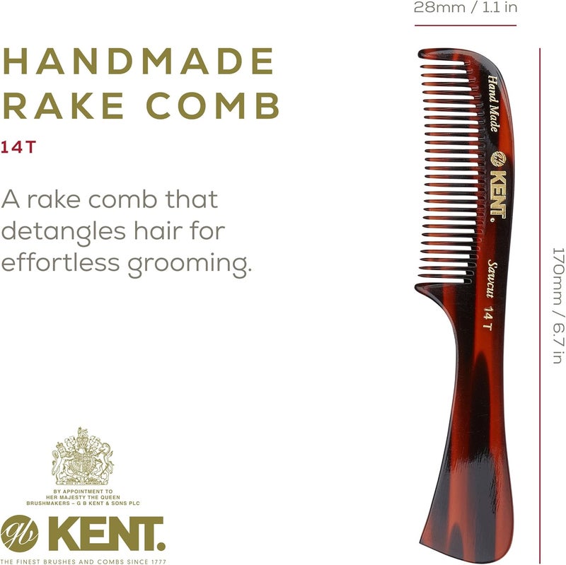 Kent Brushes Handmade 14T Rake Hair Comb for Women - Ideal for Wet or Dry Hair, Detangling All Hair Types - Image 2