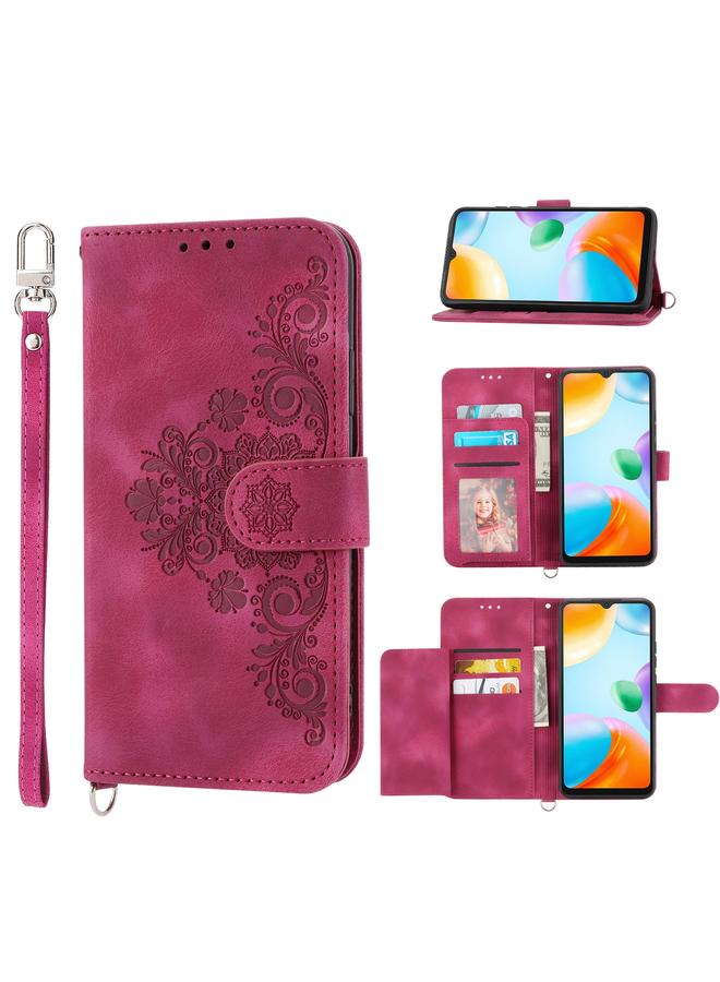 Case For Xiaomi Redmi 10C Skin-feel Flowers Embossed Wallet Leather Phone Case