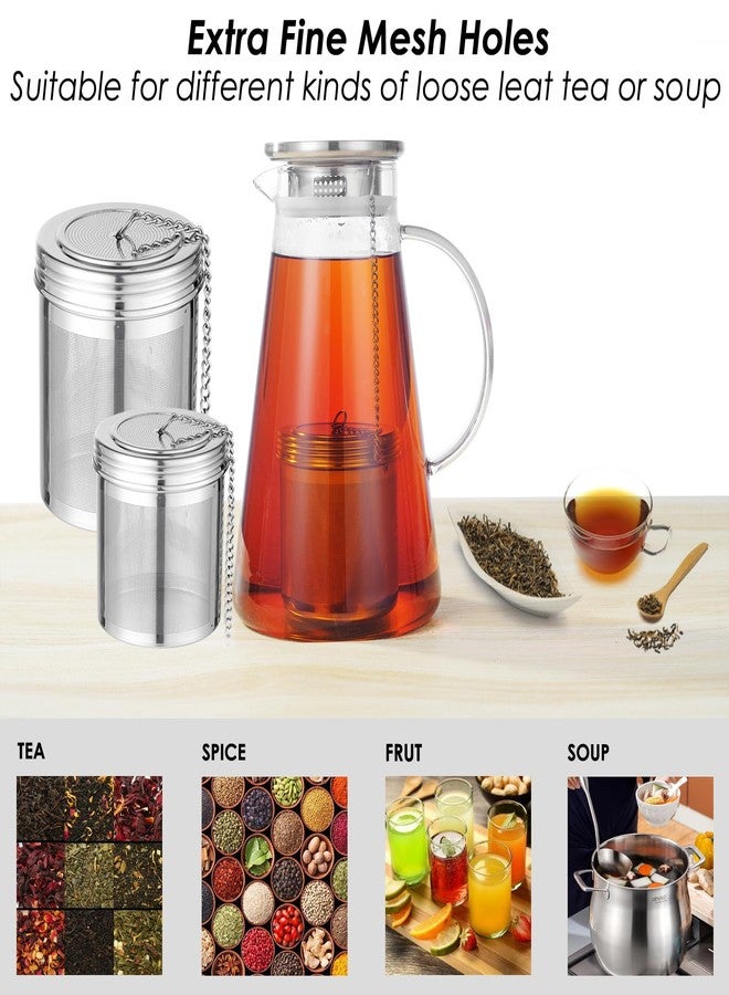 TEEMADE 2 Pack Tea Infuser,Extra Fine Mesh Holes Tea Ball Strainers with Threaded Connection,304 Stainless Steel Cooking Filters,Easier to Brew Loose Leaf Tea, Spices,Seasonings,Soup Etc (1M + 1L) - Image 4