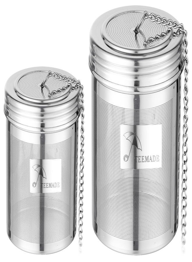TEEMADE 2 Pack Tea Infuser,Extra Fine Mesh Holes Tea Ball Strainers with Threaded Connection,304 Stainless Steel Cooking Filters,Easier to Brew Loose Leaf Tea, Spices,Seasonings,Soup Etc (1M + 1L) - Image 1