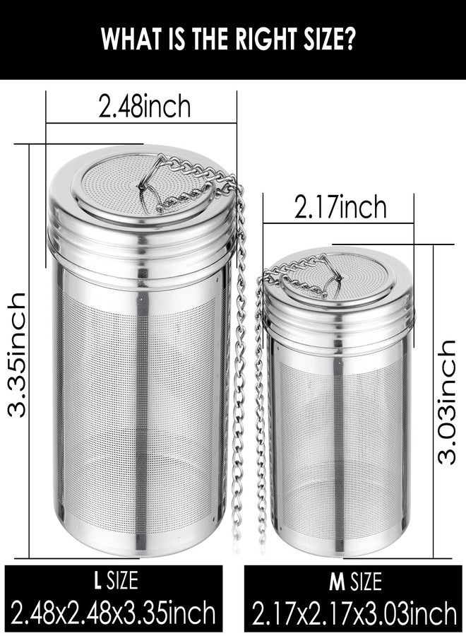 TEEMADE 2 Pack Tea Infuser,Extra Fine Mesh Holes Tea Ball Strainers with Threaded Connection,304 Stainless Steel Cooking Filters,Easier to Brew Loose Leaf Tea, Spices,Seasonings,Soup Etc (1M + 1L) - Image 5