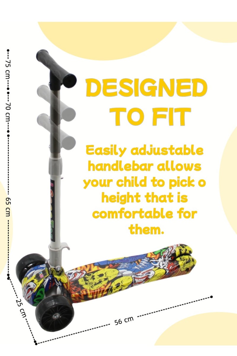 إيزي فيتشور سكوتر إيزي فيوتشر للأطفال بمقبض قابل للطي وتعديل الارتفاع وعجلات من البولي يوريثان مزودة بإضاءة LED وفرامل خلفية، مناسب للأطفال من عمر 3 إلى 8 سنوات - Image 2