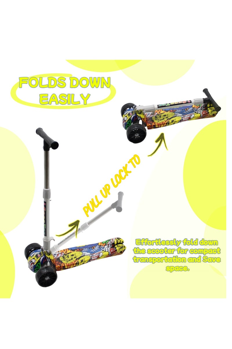 إيزي فيتشور سكوتر إيزي فيوتشر للأطفال بمقبض قابل للطي وتعديل الارتفاع وعجلات من البولي يوريثان مزودة بإضاءة LED وفرامل خلفية، مناسب للأطفال من عمر 3 إلى 8 سنوات - Image 3