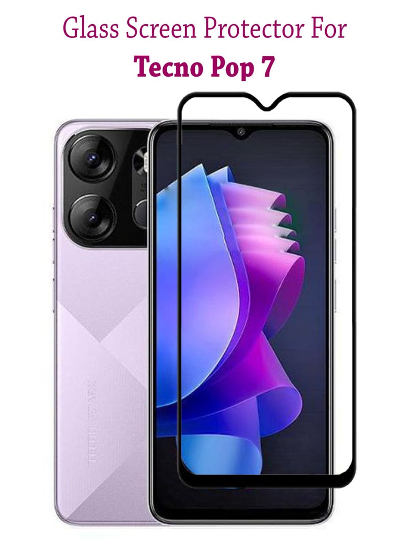 Tempered Glass Screen Protector For Tecno Pop 7  - Black 