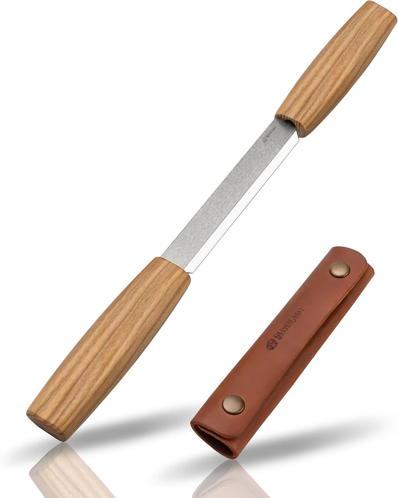 BeaverCraft Draw Knife Woodworking Tool 4.3"- Drawknife Wood Carving Knife with Leather Sheath DK2s - Whittling Knives for Shaping, Detailing, Spoon Carving - Whittling Tools - Image 1