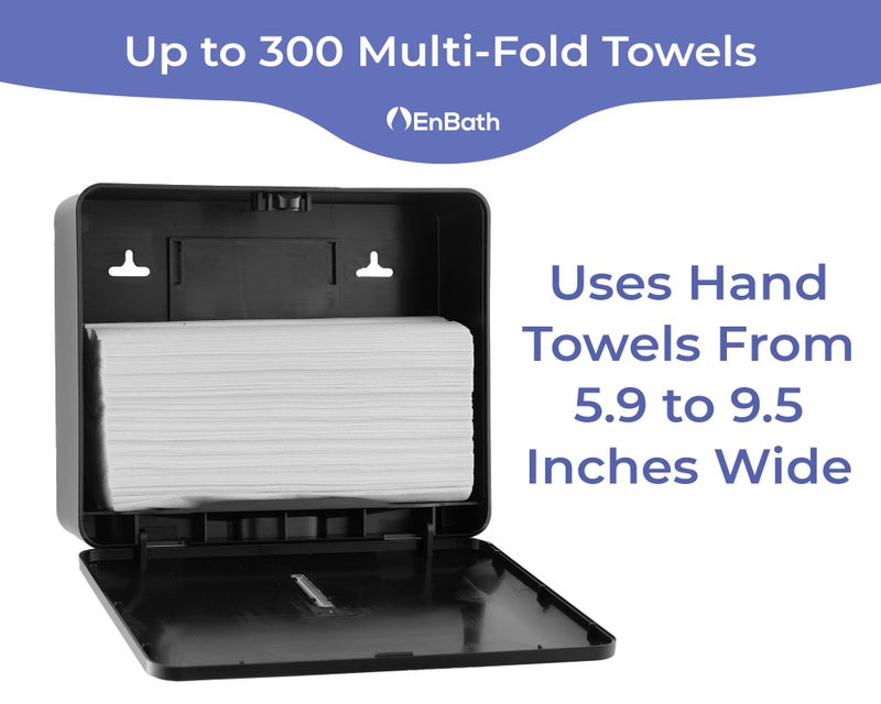 EnBath Multifold Paper Towel Dispenser Wall Mount (Black), Folded Hand Towel Dispenser for Bathroom/Restroom (Holds up to 300 Towels), Commercial Paper Towel Holder, Trifold Paper Towels Dispenser by EnBath - Image 2