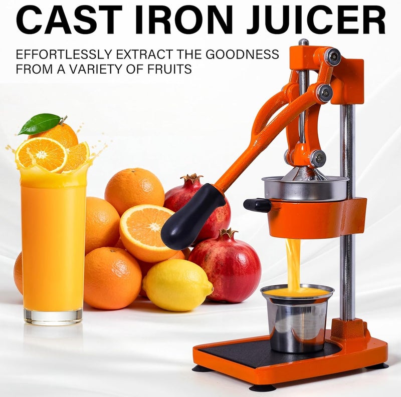 ASIALEO Manual Citrus Juicer|Commercial Hand Press| Heavy Duty Countertop Squeezer for Fresh Orange Lemon Juice|Easy to Use & Clean (orange) - Image 5