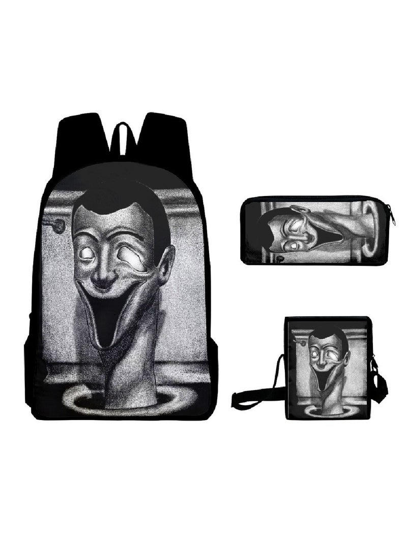 3 Pcs Skibidi Toilet  School Bag Satchel Pencil Case Animated Game Skibidi Toilet Man Gifts For Kids TV Man Toilet Man Titan Man - Image 1