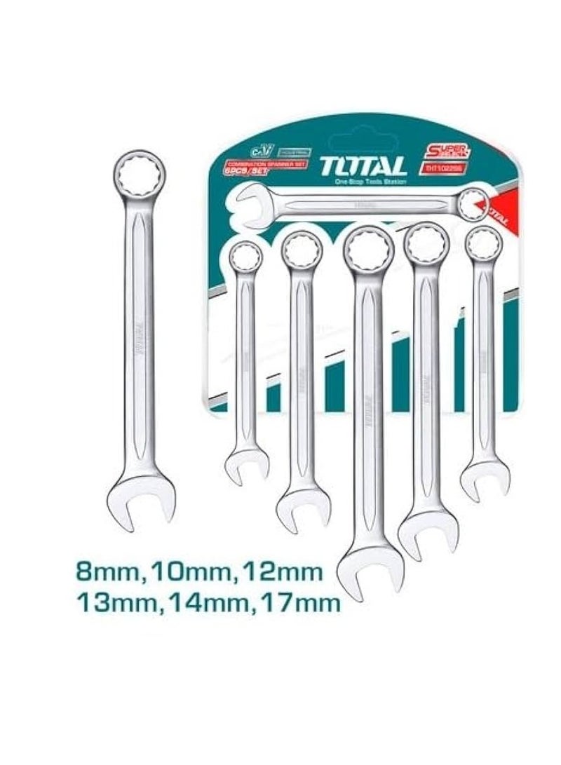 TOTAL Combination Spanner Set 6pcs Set 8mm 17mm THT102266 - Image 2