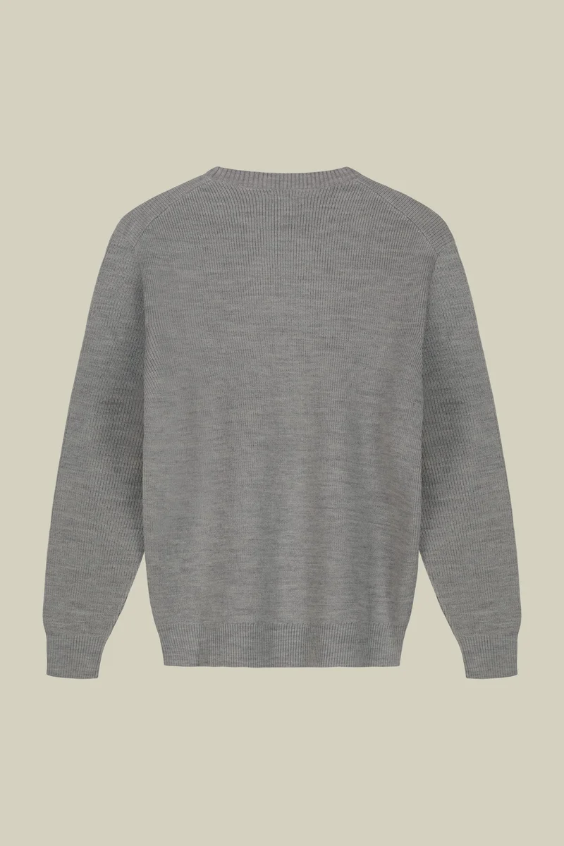 دوبل غانغر Men's ribbed knit crew neck jumper - LT Grey