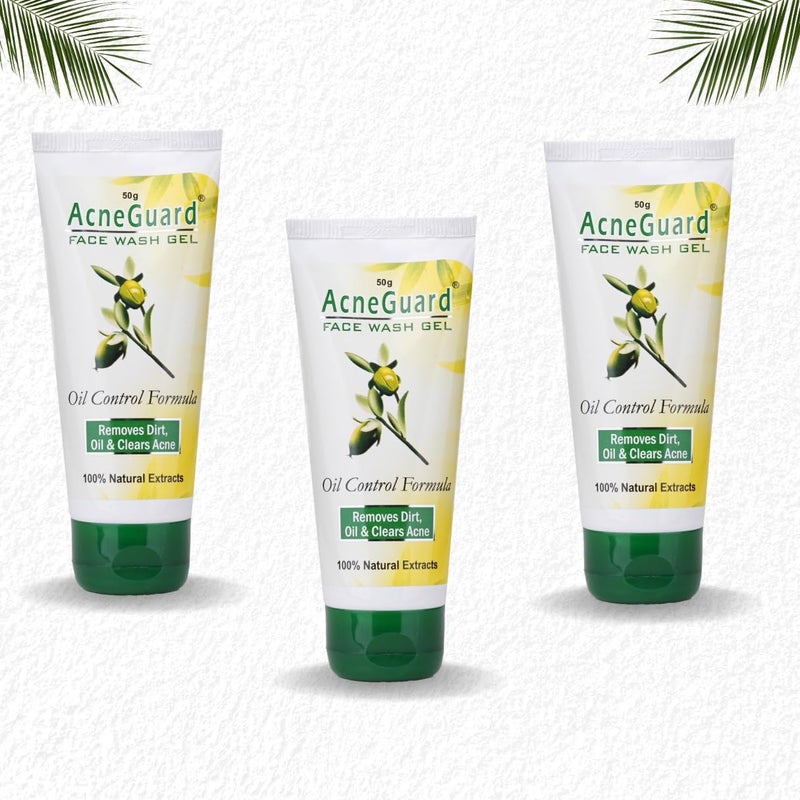 pil Acneguard Face Wash GelClears AcnePimplesClogged Pores With Jojoba Oil Vitamin ETea Tree OilPerfect Blend Of Natural IngredientsDeeply Cleanses GentleRefreshing 50G EachPack Of 3 - Image 1