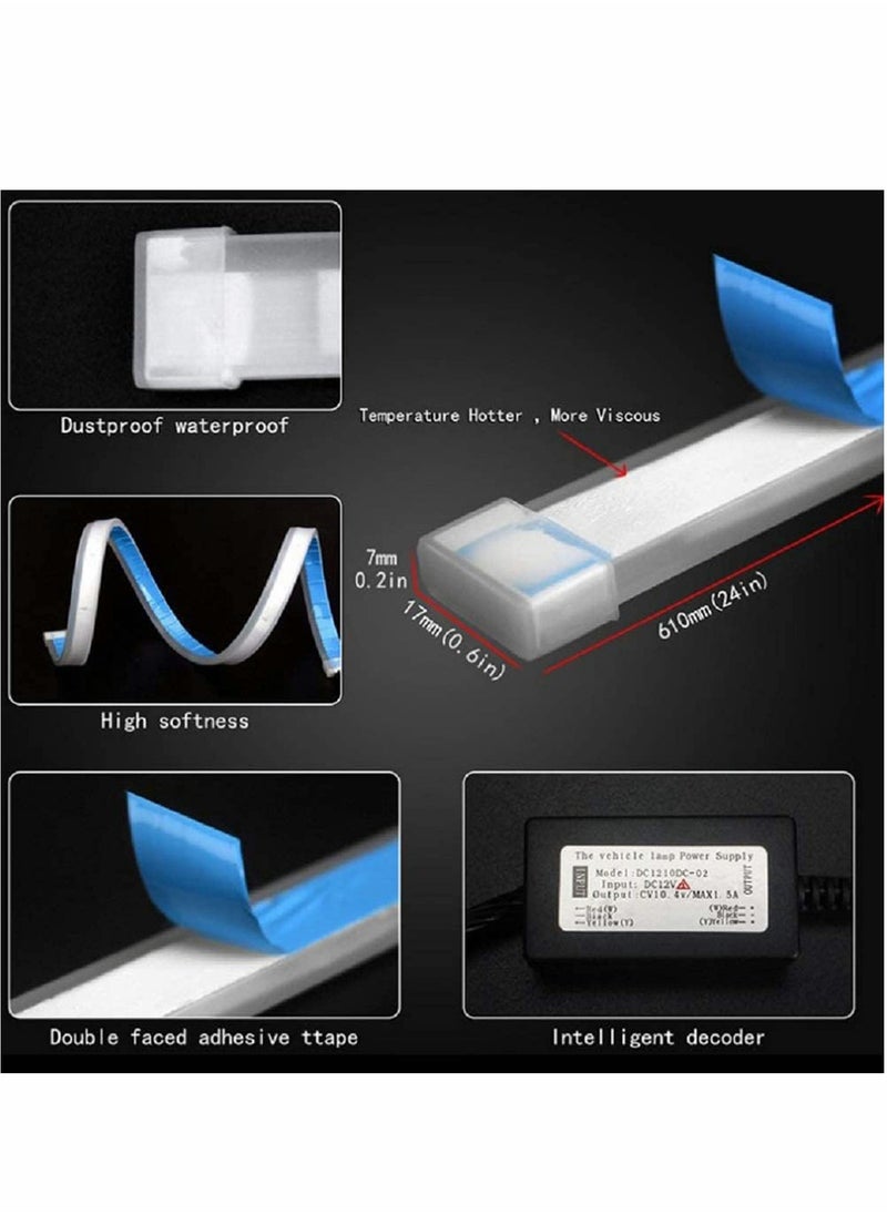 SYOSI - LED Light Strip, LED Daytime Running Lights Sequential Turn Signal Light 12v 24 Inch Styling Slim Dual Color Flexible Switchback DRL Waterproof Headlight Surface Decorative Lamp 2 Pack - Image 1