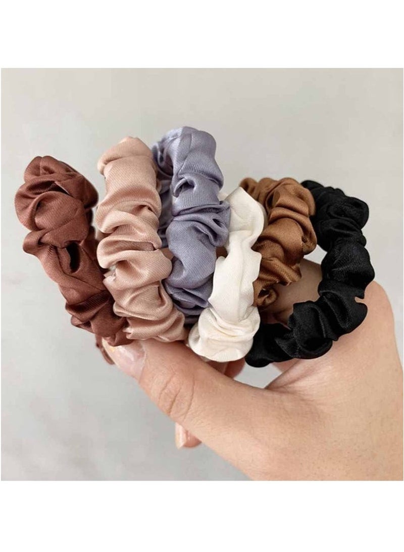 GlamKit 6-Piece Silk Hair Ties Band Set Satin Hair Scrunchies Multicolour for Girls Women - Image 2