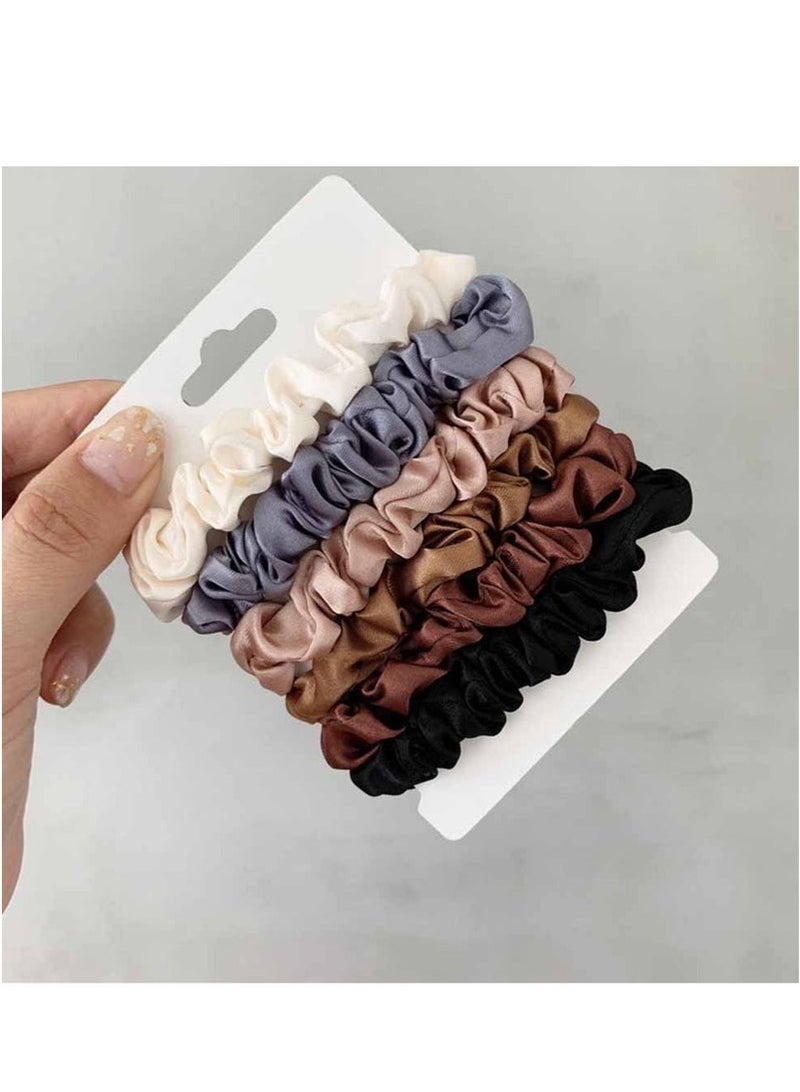 GlamKit 6-Piece Silk Hair Ties Band Set Satin Hair Scrunchies Multicolour for Girls Women - Image 1