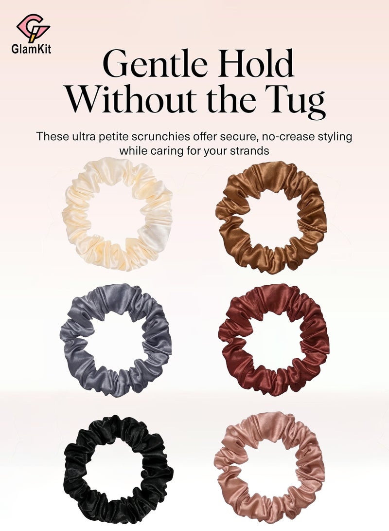 GlamKit 6-Piece Silk Hair Ties Band Set Satin Hair Scrunchies Multicolour for Girls Women - Image 5