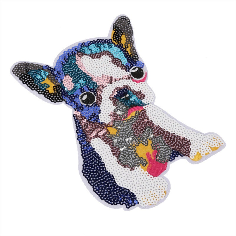 Iron on Patch: 5 Pcs Dog Pattern High-Quality Fabric - Exquisite Durable Embroidery Sew on Applique for DIY Craft, Clothes Decoration & Textile Repair - Image 1