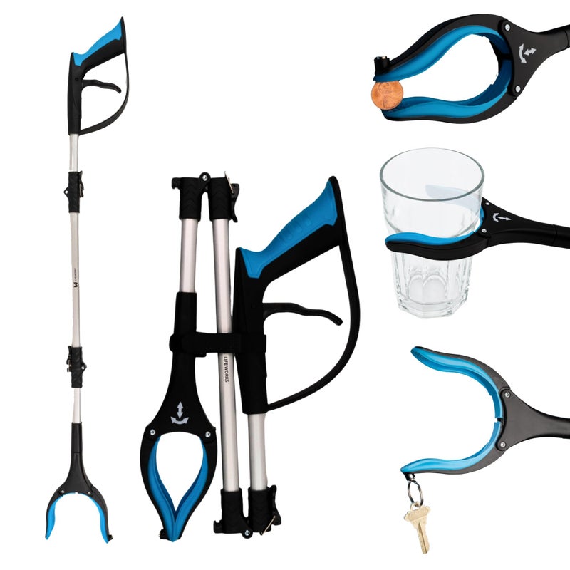 LIFE WORKS Reacher Grabber Tool, 360Â° Rotating Head, Lightweight 36" Foldable Arm, Ergonomic Grip, 4.5" Wide Jaw, Mobility Aid, Portable Picker Upper Tool for Seniors & Limited Mobility, 1 Pack - Image 1