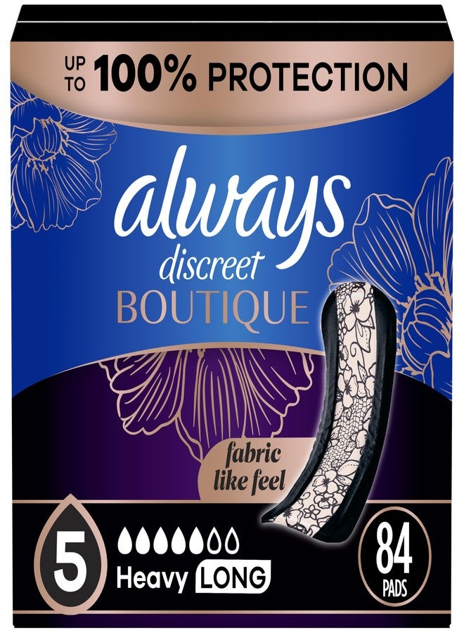Always Discreet Boutique Adult Incontinence & Postpartum Pads For Women, Size 5, Heavy Long Abondant longues, 28 Count x 3 Packs (84 Count total) (Packaging May Vary) - Image 1