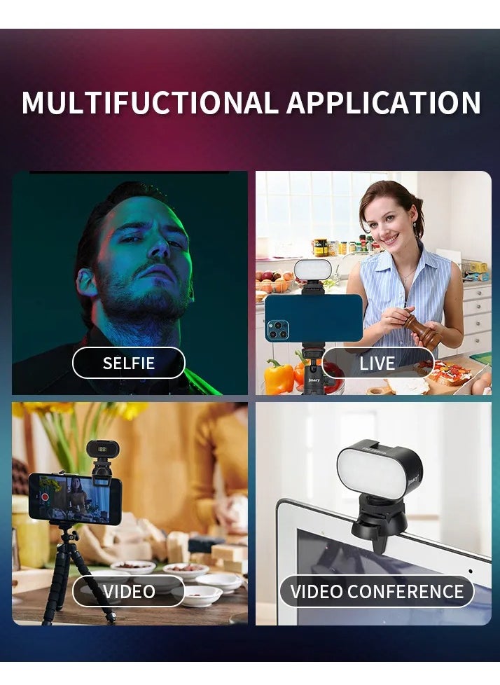 Jmary FM-16 RGB Mini Video Lights LED Camera 360° Full-Color Portable Photography Lighting Rechargeable Dimmable Panel Lamp With Clip Mount  - Image 3
