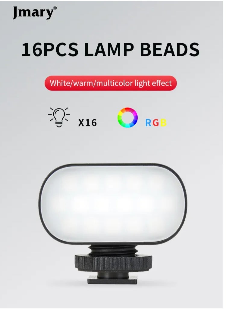 Jmary FM-16 RGB Mini Video Lights LED Camera 360° Full-Color Portable Photography Lighting Rechargeable Dimmable Panel Lamp With Clip Mount  - Image 4