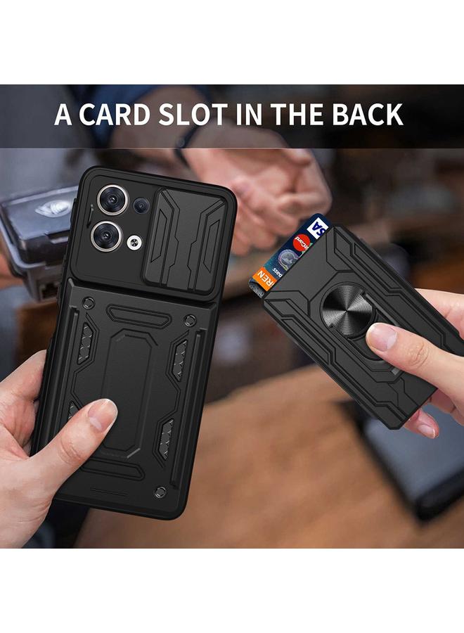 اس-توب جراب لهاتف OPPO Reno8 5G مزود بغطاء منزلق من مادة TPU + PC مع فتحة للبطاقات - Image 5