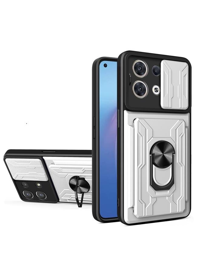 اس-توب جراب لهاتف OPPO Reno8 5G مزود بغطاء منزلق من مادة TPU + PC مع فتحة للبطاقات - Image 1