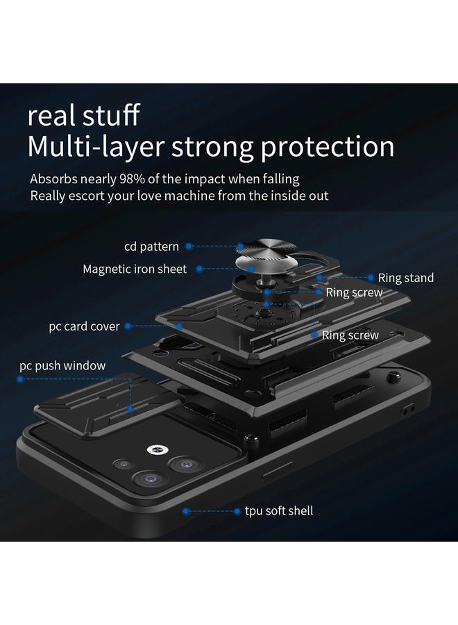 اس-توب جراب لهاتف OPPO Reno8 5G مزود بغطاء منزلق من مادة TPU + PC مع فتحة للبطاقات - Image 4