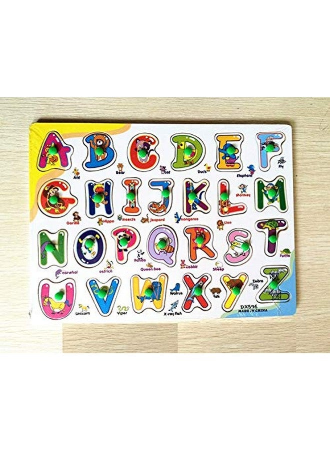 فنبلاست لوحة تعليمية خشبية ملونة من فن بلاست للأطفال مزودة بمقابض، صينية لوح خشبي تعليمي، مقاس 30 × 22 سم، متوفرة بـ 8 أشكال مختلفة (الأبجدية الكبيرة) - Image 4