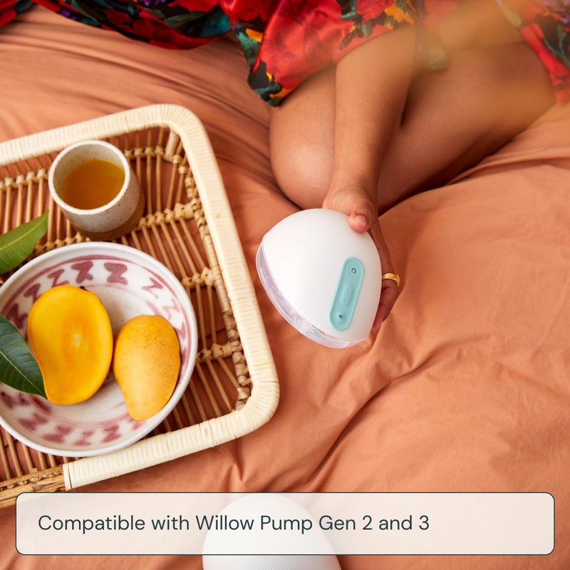 Willow ويلو - حاويات حليب الثدي القابلة لإعادة الاستخدام 360 - فلانج 27 مم - سعة 4 أونصات لكل حاوية - أساسي للرضاعة الطبيعية لمضخة الثدي القابلة للارتداء ويليو 360 أو 3.0، مضخة بدون استخدام اليدين - 2 قطعة - Image 4