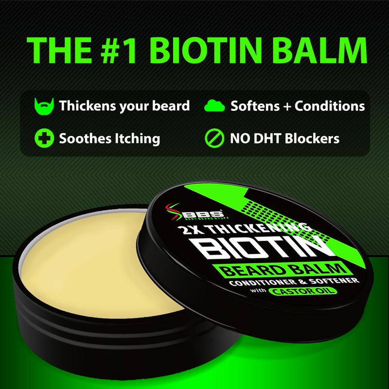 BBS BEST BEARD STUFF Biotin Beard Balm for Men - 2X Thickening for Beard and Mustache - Organic Mustache Wax with Castor Oil & Meadowfoam â€“ Hydrating Facial Hair Growth Balm & Leave-In Conditioner - Image 2