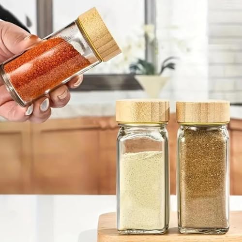 WHISKET 100 Ml | Glass Spice Jars With Bamboo Lid, Seasoning Containers Set, Spice Containers With Shaker Lids (24),Clear - Image 3