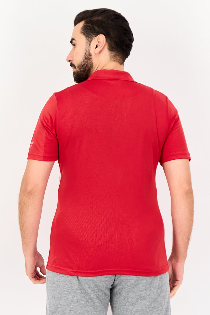 Reebok Men Sportswear Fit Short Sleeve Training Polo Shirt, Red - Image 4