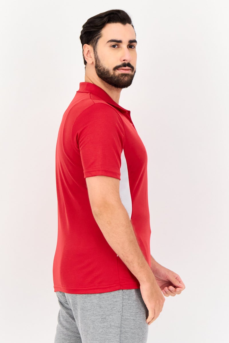 Reebok Men Sportswear Fit Short Sleeve Training Polo Shirt, Red - Image 2