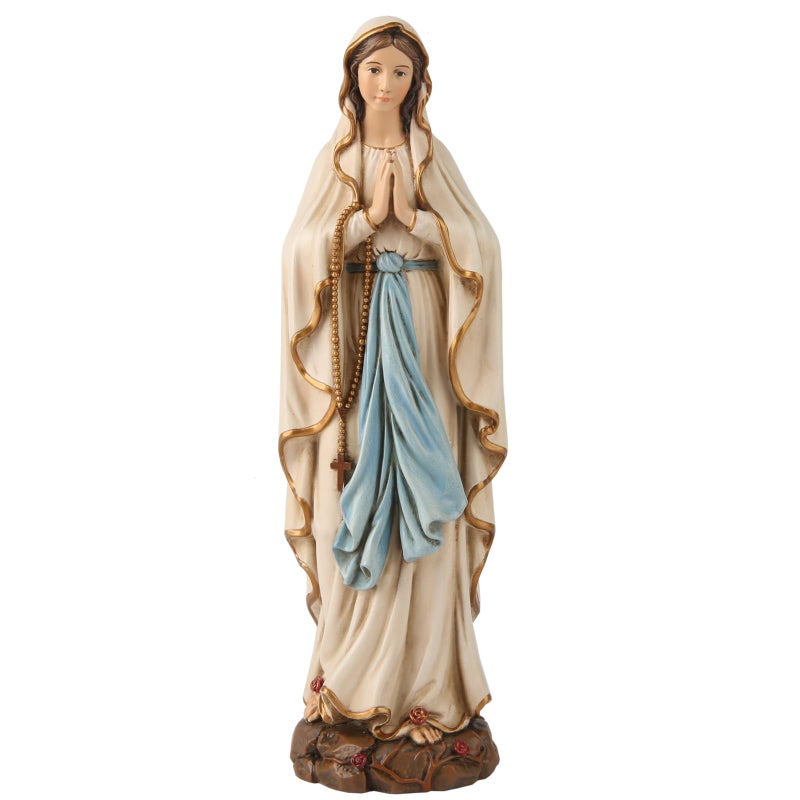 BC Catholic Our Lady of Lourdes Statue Blessed Virgin Mary Mother Figure Inspirational Home dcor Religious Gift to Mom 6 H Renaissance Sculpture Handmade by Buildclassic