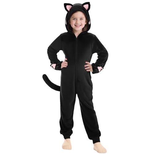 Joycover Cat Costume For Girls Black Cat Costume For Girls Kids Dress Up Onesie Cat Noir Costume Role Play Halloween Costume For Kids Aged 910 Size L - Image 1