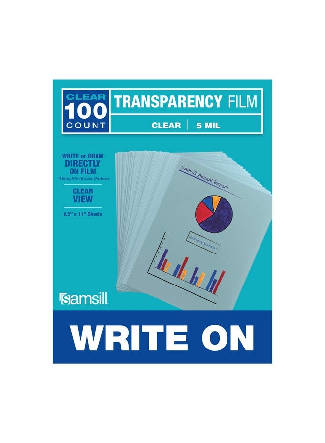 سامسيل 100 حزمة 8.5 بوصة × 11 بوصة كتابة شفافة على فيلم شفاف 5 مل للاستخدام مع علامات المسح الجاف فقط غير مخصصة للاستخدام في أوراق الأسيتات بالطابعة - Image 1