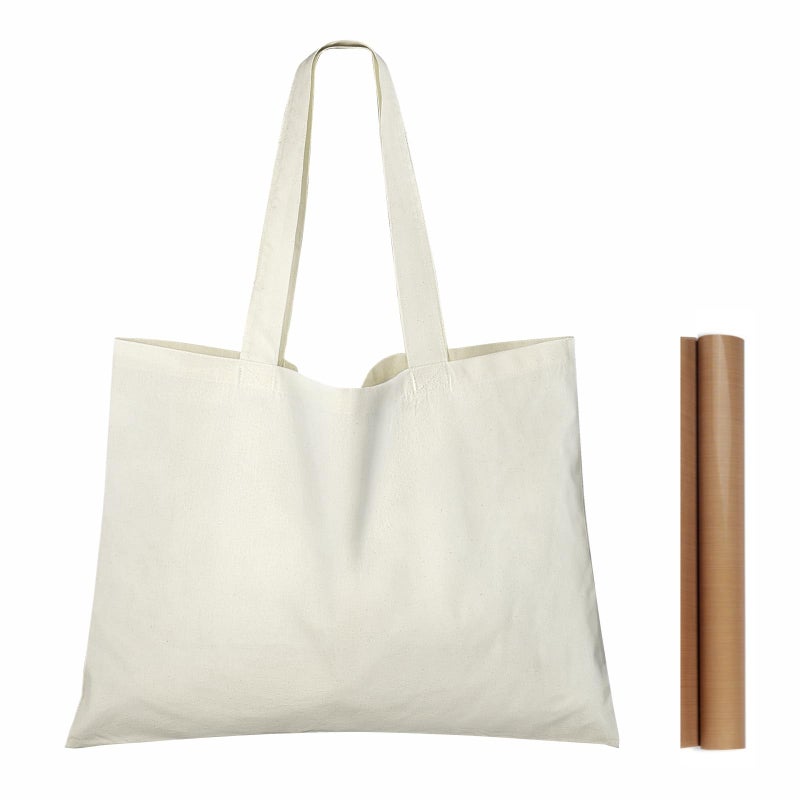 NPBAG 15 Pack 20'' X 16'' Large Natural Cotton Tote Bags, Lightweight Blank Bulk Cloth Bags with 1pc of PTFE Teflon Sheet - Image 1