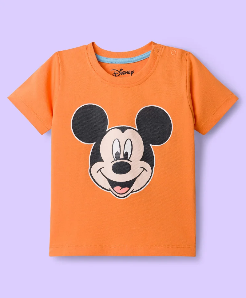 Babyhug Disney Babyhug Disney Cotton T-Shirts with Mickey Mouse Graphic (Pack of 3) - Light Blue, Orange & White