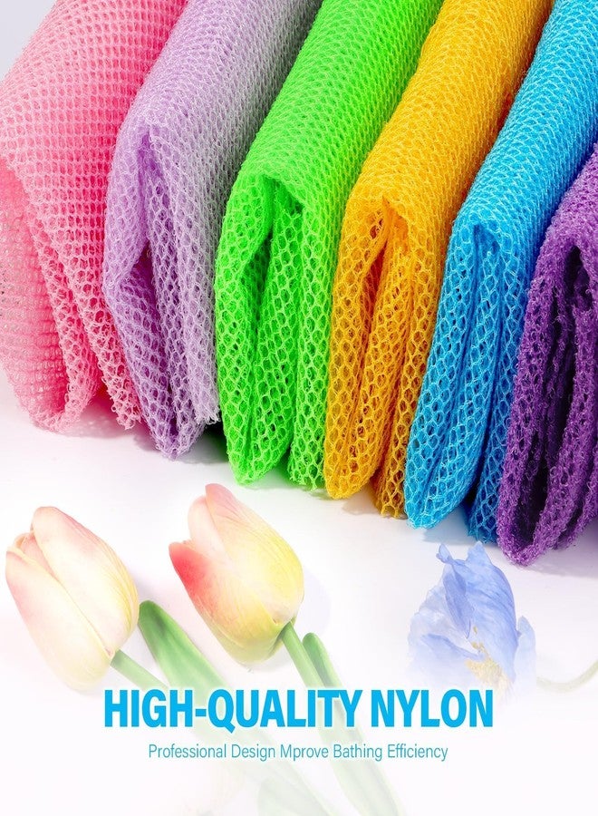 UJFQBH 6 Pieces African Bath Sponge African Net Long Net Bath Sponge Exfoliating Shower Body Scrubber Back Scrubber Skin Smoother,Great for Daily Use (Purple, Purple, Pink, Orange, Blue, Green) - Image 4