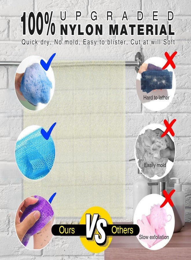 UJFQBH 6 Pieces African Bath Sponge African Net Long Net Bath Sponge Exfoliating Shower Body Scrubber Back Scrubber Skin Smoother,Great for Daily Use (Purple, Purple, Pink, Orange, Blue, Green) - Image 2